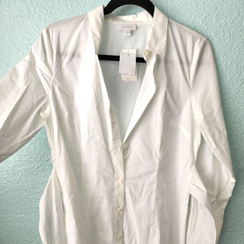 J jill cotton blend white buttons down blouse